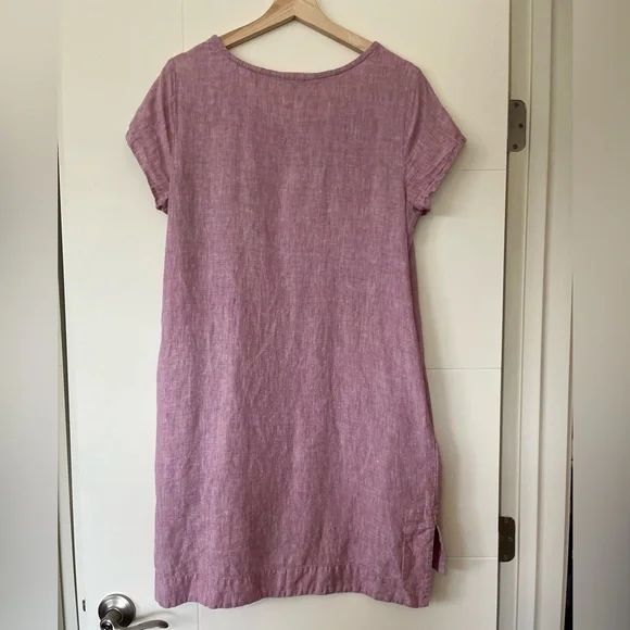 Soft Surroundings Linen Lavender Pink Shift Dress - Picture 4 of 6